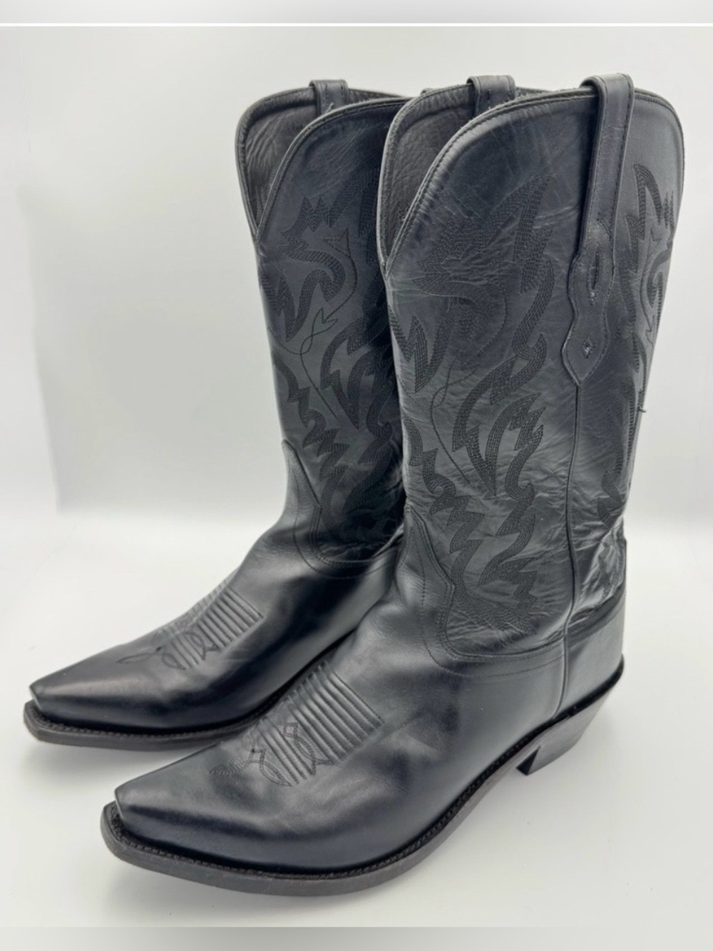 Old West tall black snip toe cowboy boots 10 EE (10 EXTRA WIDE)